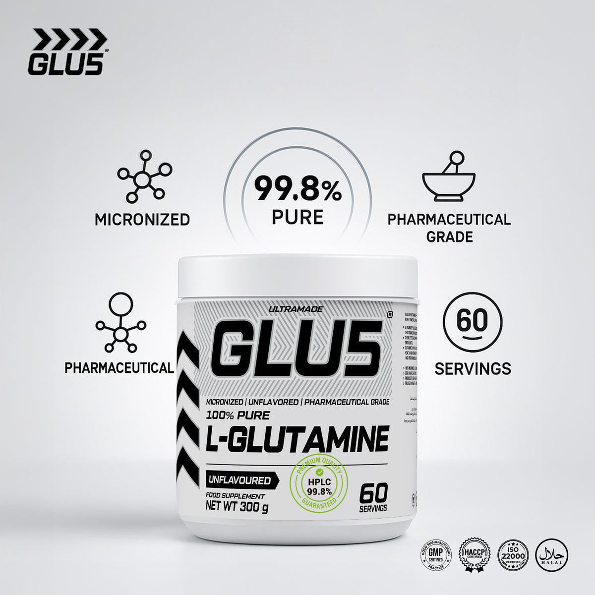 GLU5 L-Glutamine Powder 300g (60 Servings) - photo 2