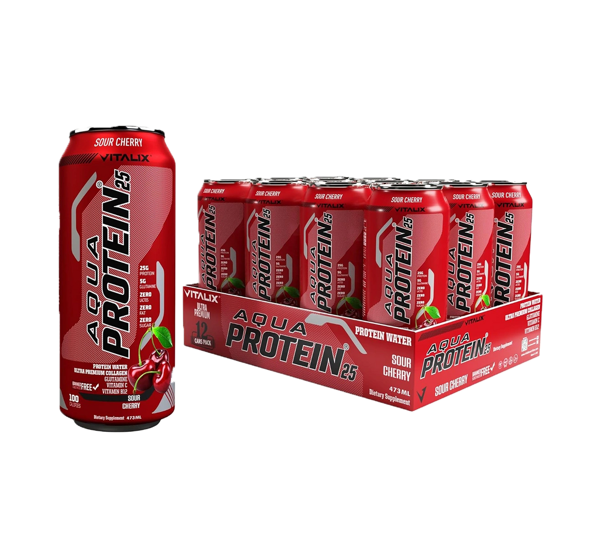 VITALIX Aqua Protein 25 Protein Water - Sour Cherry - Ultramade