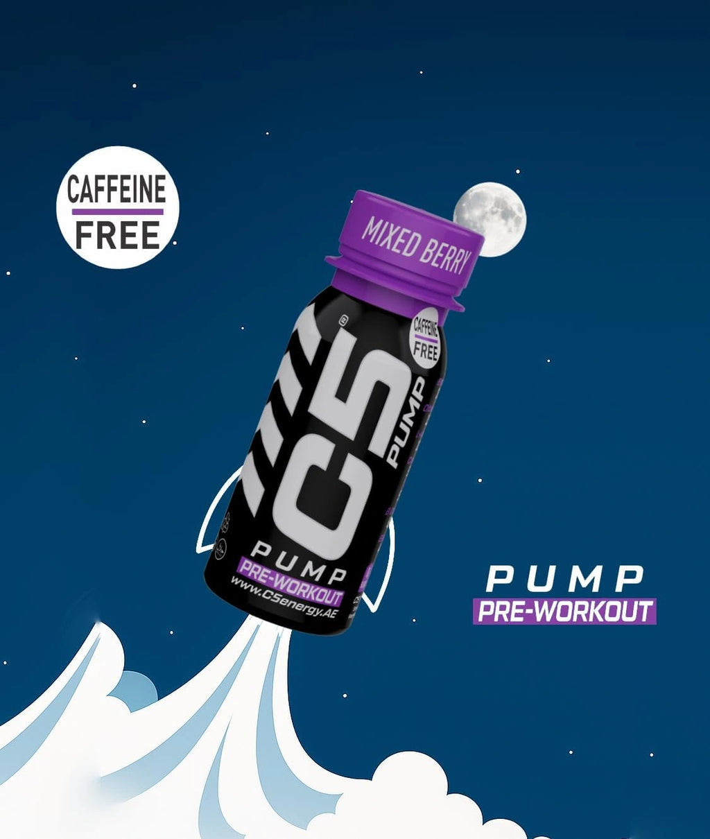C5 PUMP Shot Pre-Workout, Caffeine-Free (Pack of 12, Mixed Berry) - photo 4