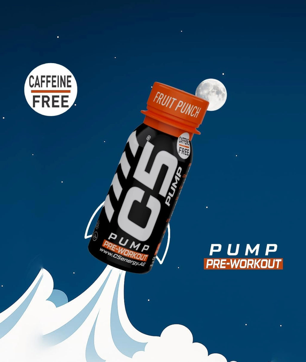 C5 PUMP Shot Pre-Workout, Caffeine-Free (Pack of 12, Fruit Punch) - photo 4