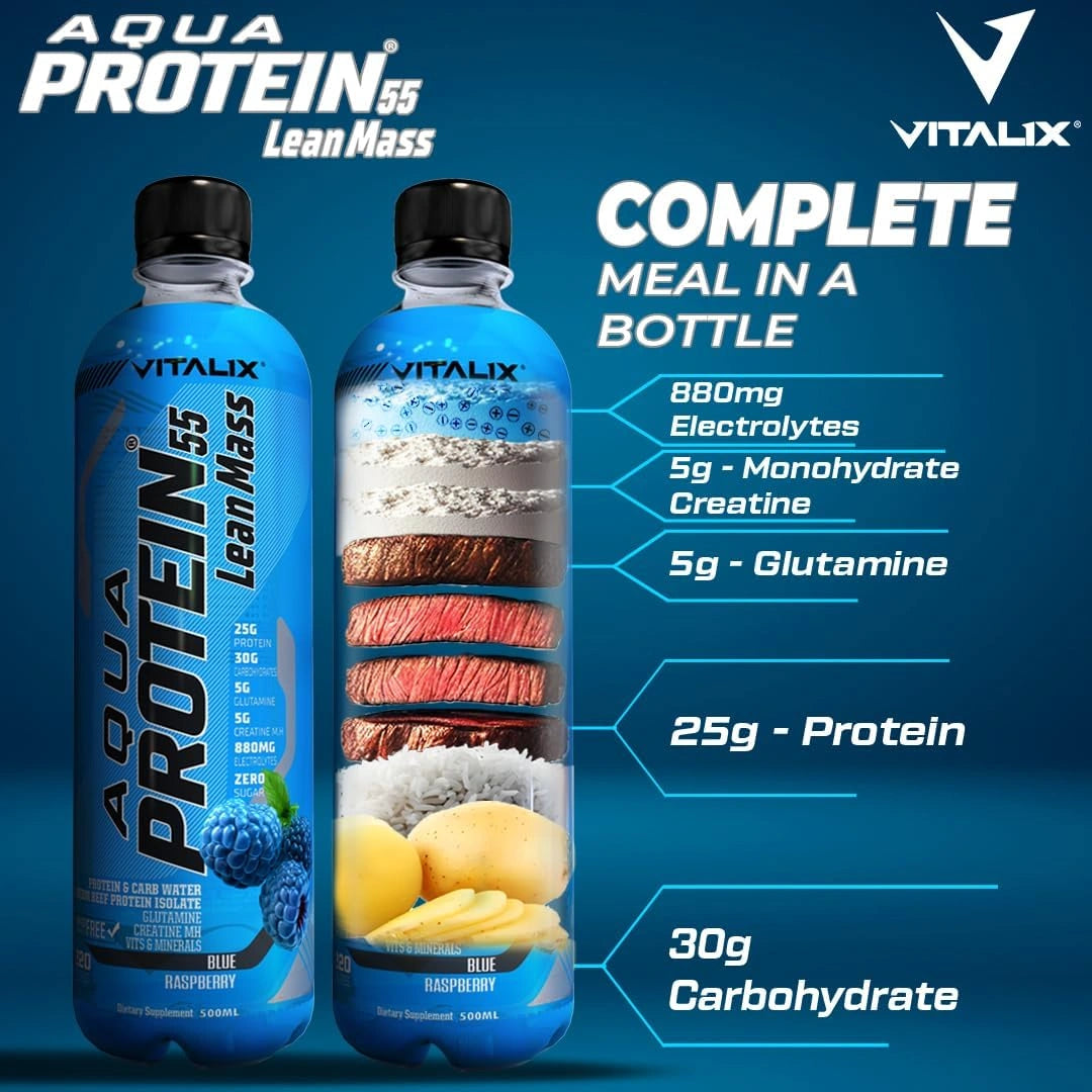 Aqua Protein 55 Lean Mass Post Workout Drink - Blue Rasspberry - photo 3