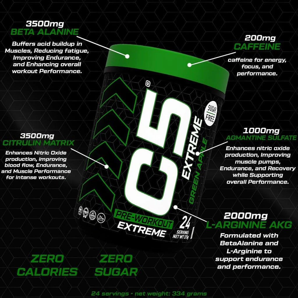C5 Extreme Pre Workout Powder Green Apple - photo 5
