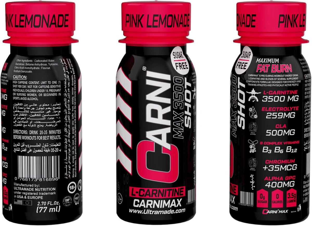 Carni Shot L-Carnitine Sugar-Free Pink Lemonade Pack of 12 - photo 2