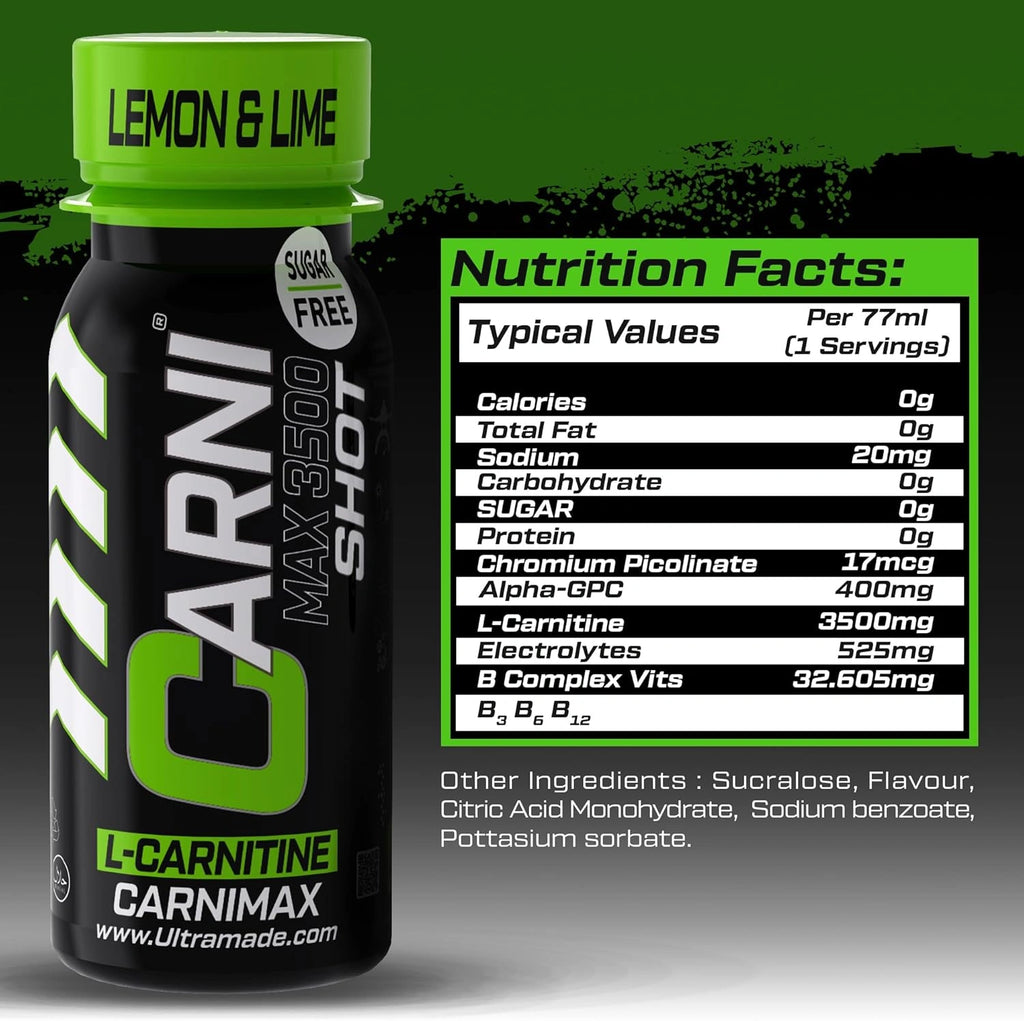 Carni Shot L-Carnitine Sugar-Free Lemon & Lime Pack of 12 - photo 5