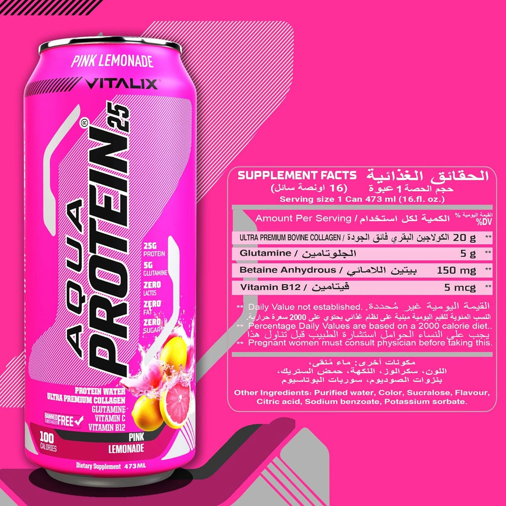 VITALIX Aqua Protein 25 Protein Water - Pink Lemonade - photo 4