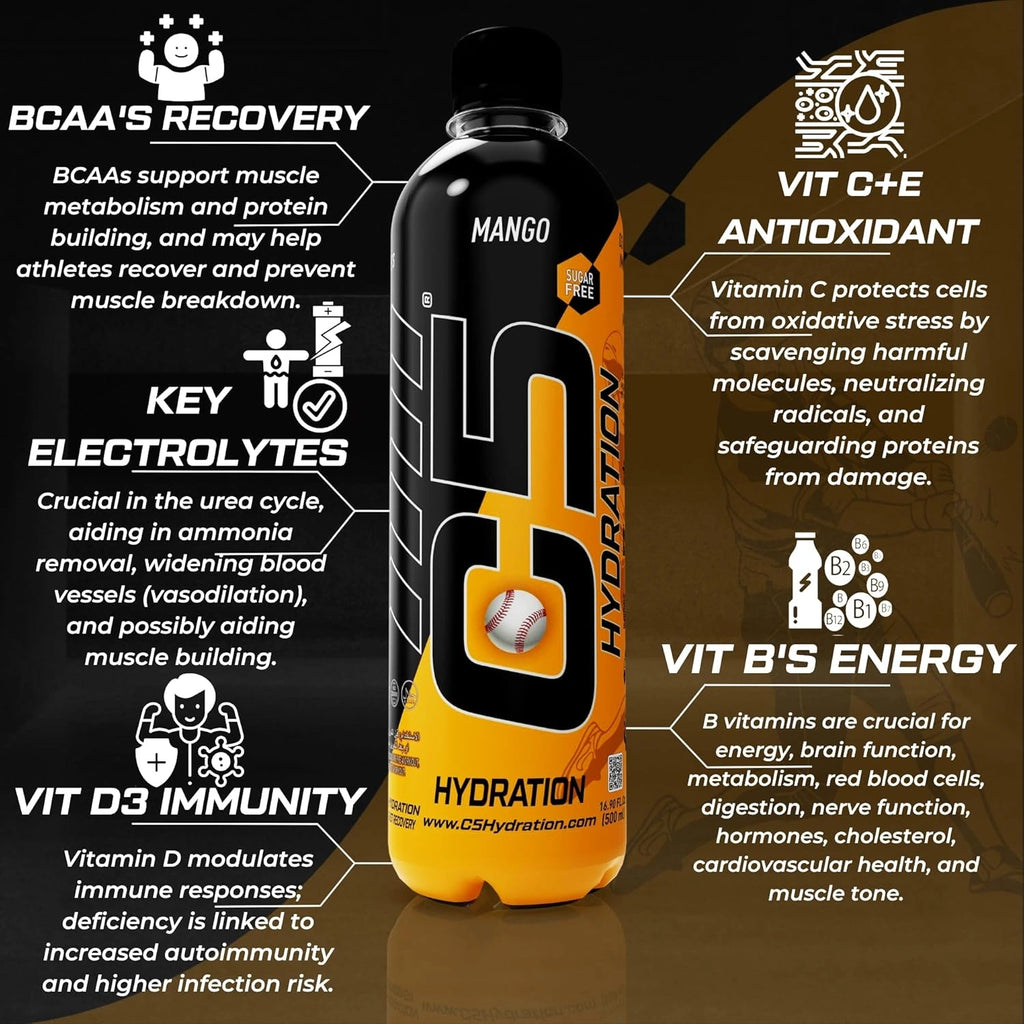 C5 Hydration Passion Fruit Mango Electrolytes Vitamin Water- Zero Sugar - photo 5