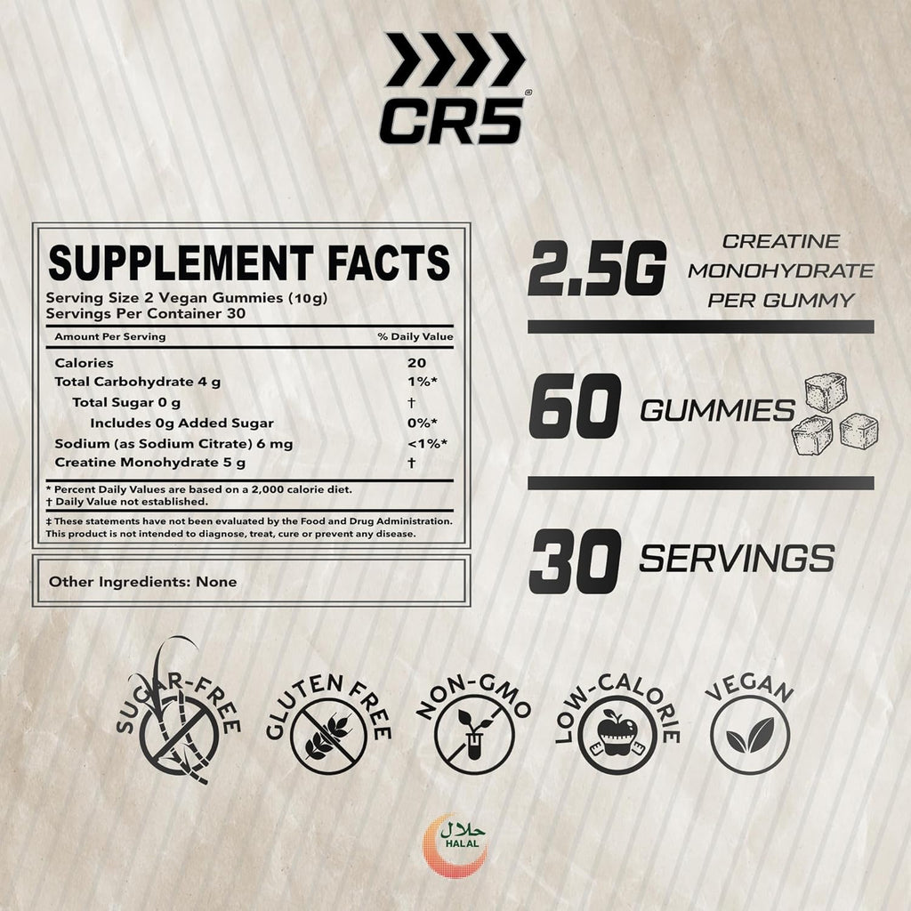 CR5 Creatine Gummies 5000mg – Strawberry Flavor 60 Gummies (30 Servings) - photo 3
