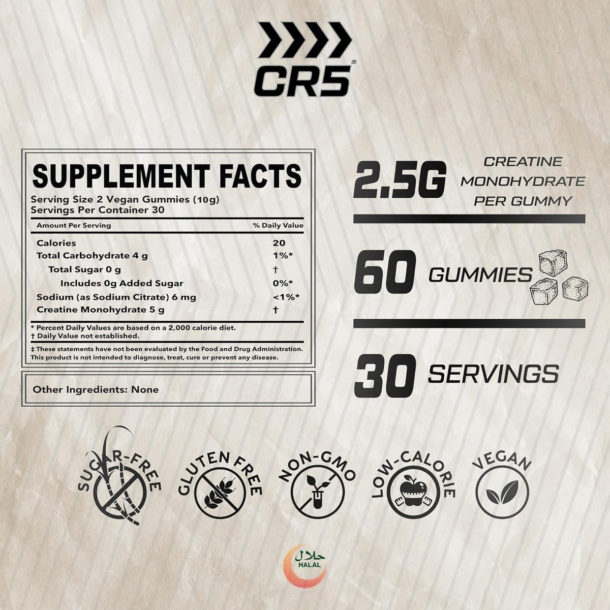 CR5 Creatine Gummies 5000mg – Strawberry Flavor 60 Gummies (30 Servings) - photo 3