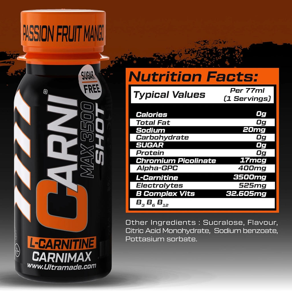 Carni Shot L-Carnitine Sugar-Free Passion Fruit Mango Pack of 12 - photo 4