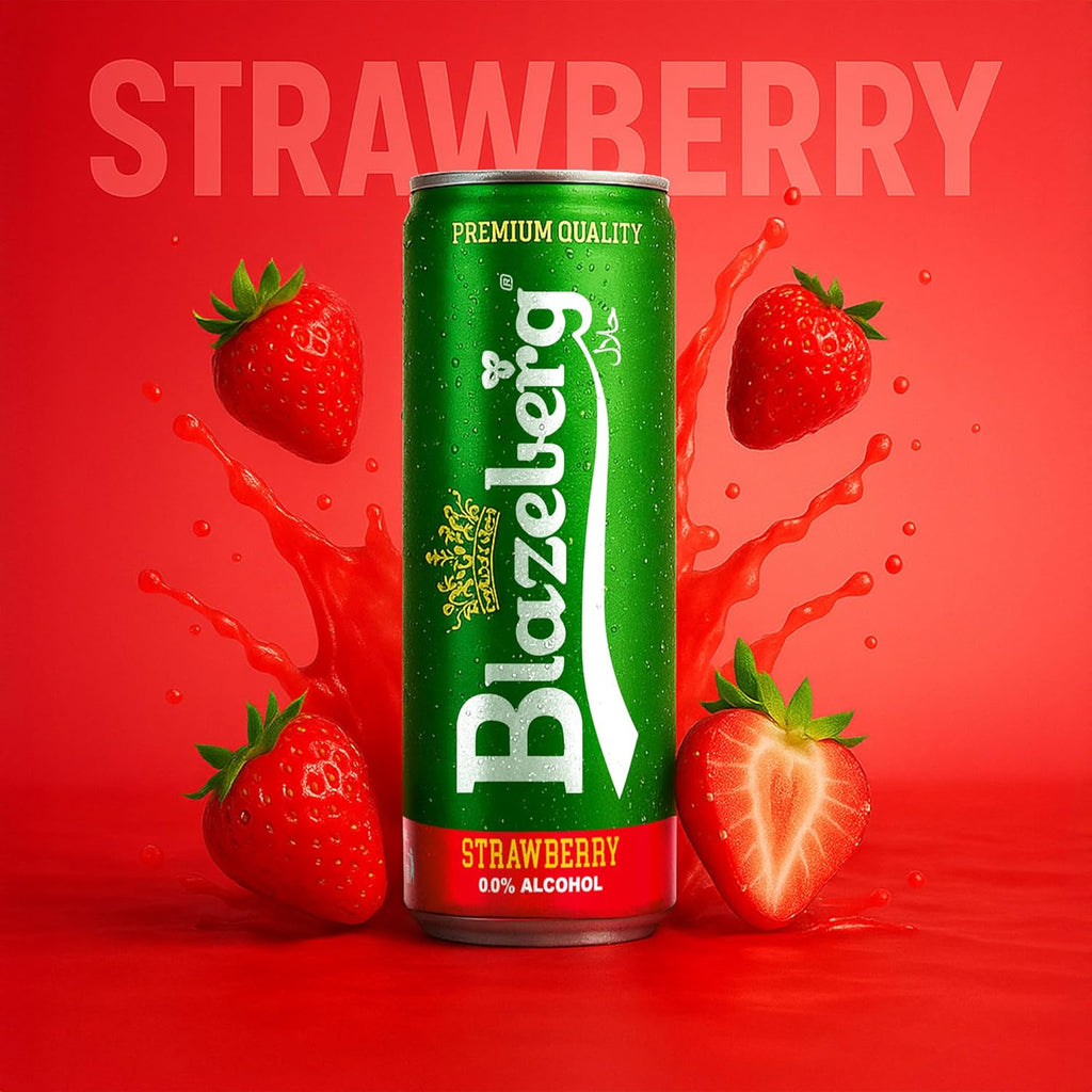 Blazeberg Strawberry Malt Flavour Drink, 0.0% Alcohol, Banned Substance Free, 355ml, Pack - photo 4