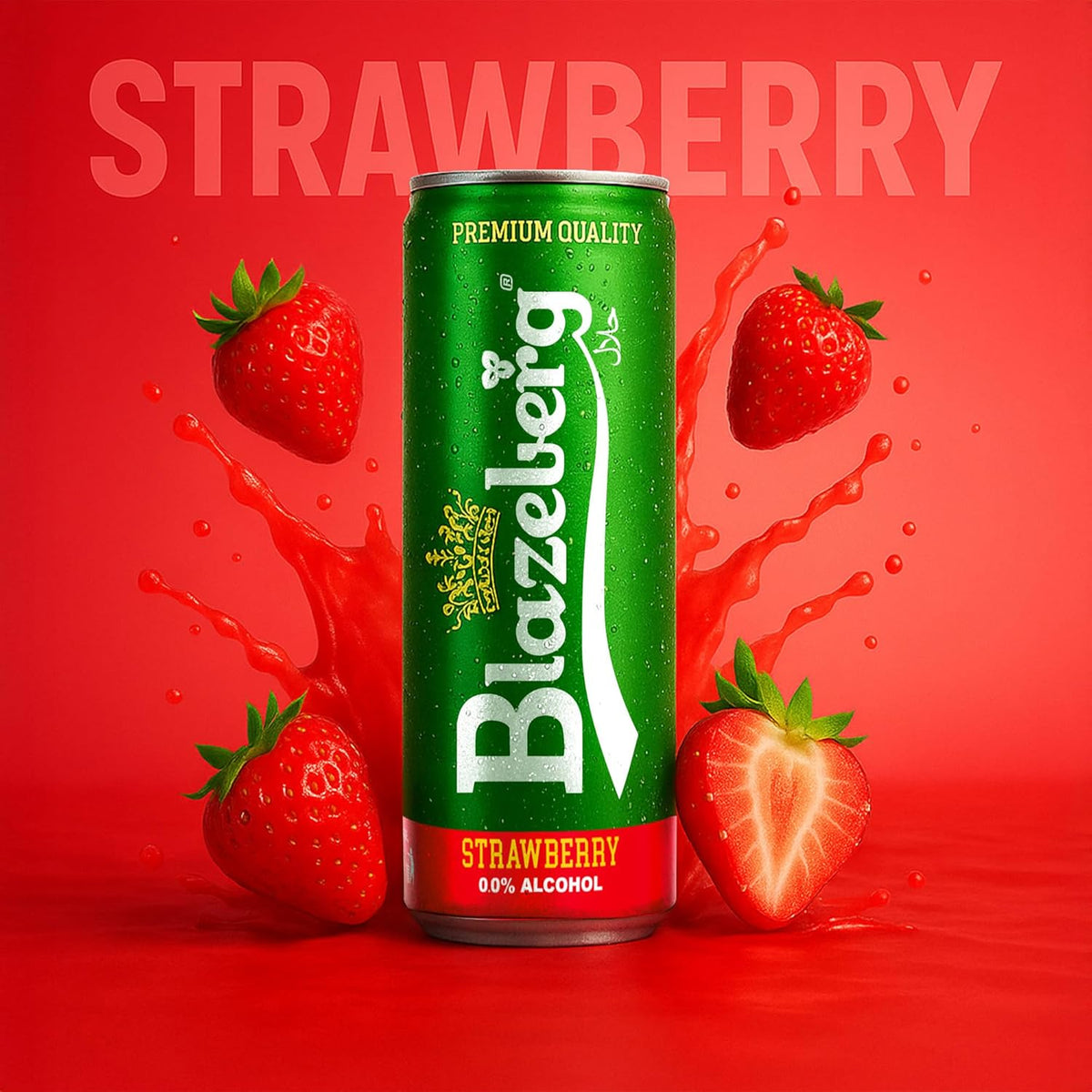 Blazeberg Strawberry Malt Flavour Drink, 0.0% Alcohol, Banned Substance Free, 355ml, Pack - photo 4