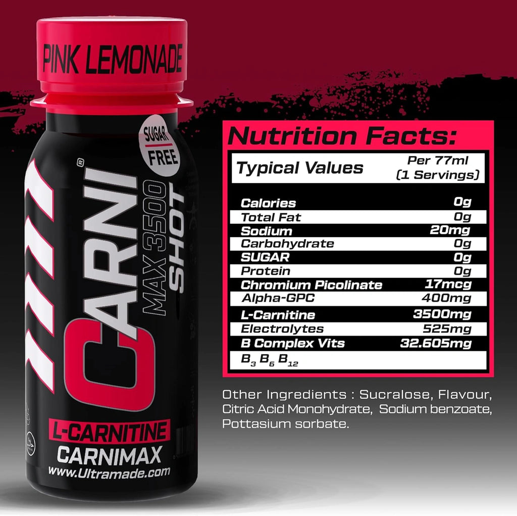 Carni Shot L-Carnitine Sugar-Free Pink Lemonade Pack of 12 - photo 3
