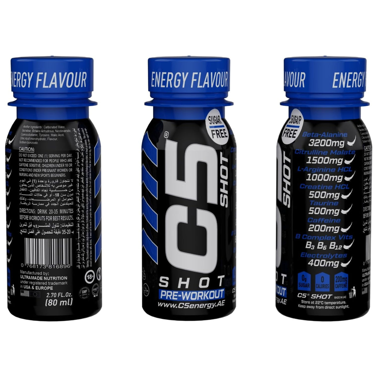 C5 SHOT Pre-Workout Drink Energy Flavour | 80ml Liquid Shot | 200mg Caffeine - photo 2
