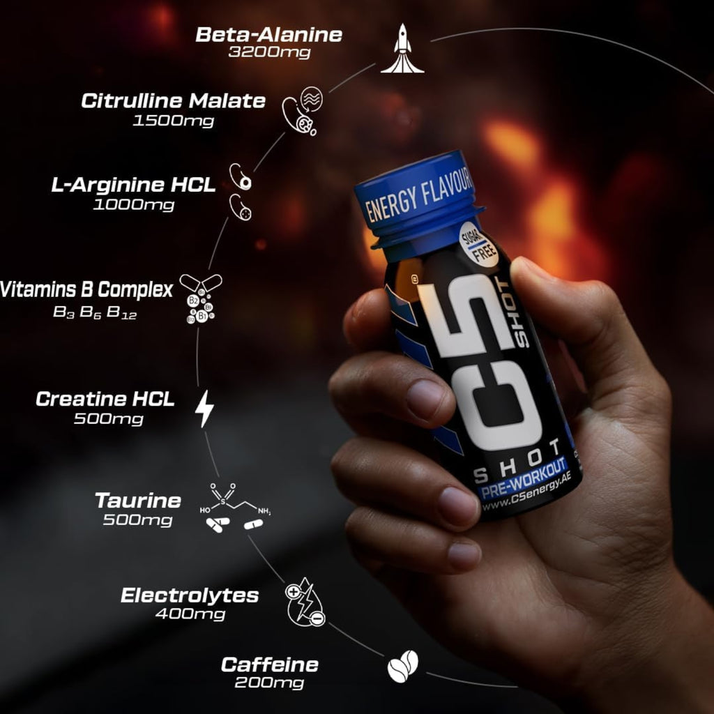C5 SHOT Pre-Workout Drink Energy Flavour | 80ml Liquid Shot | 200mg Caffeine - photo 6