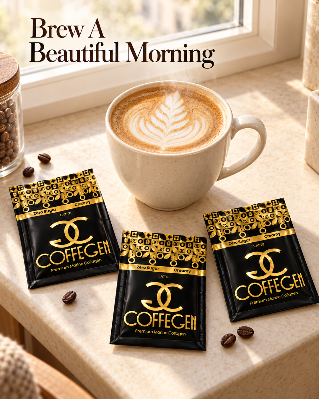 CoffeGen Latte Premium Marine Collagen Coffee - 12 x 15g Sachets - photo 4