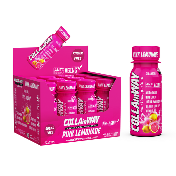 COLLAinWAY Premium Collagen Shot - بنكهة بينك ليمونيد – 5000 ملغ (عبوة من 12 قطعة)