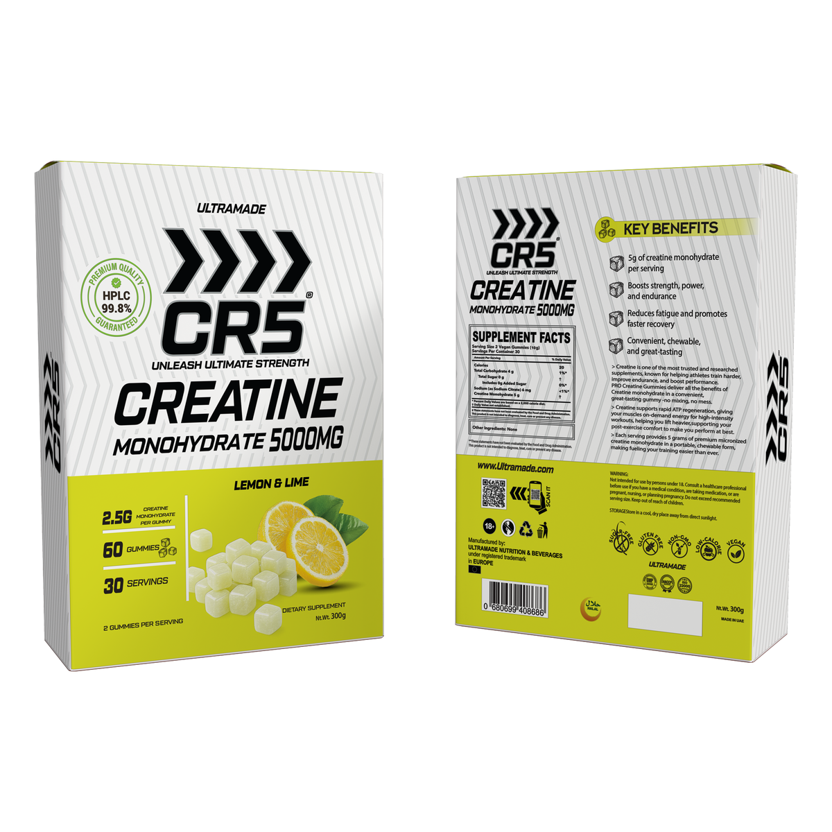 CR5 Creatine Gummies 5000mg – Lemon & Lime Flavor 60 Gummies (30 Servings) - photo 2