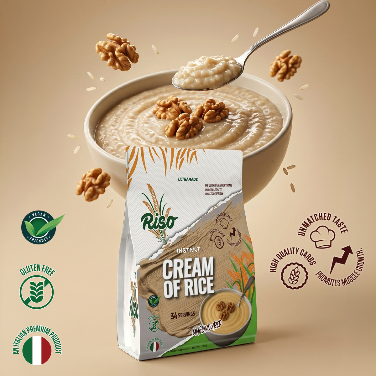RISO Unflavoured Instant Cream of Rice, High Quality Carbohydrate Powder, Easy Digesting - photo 5