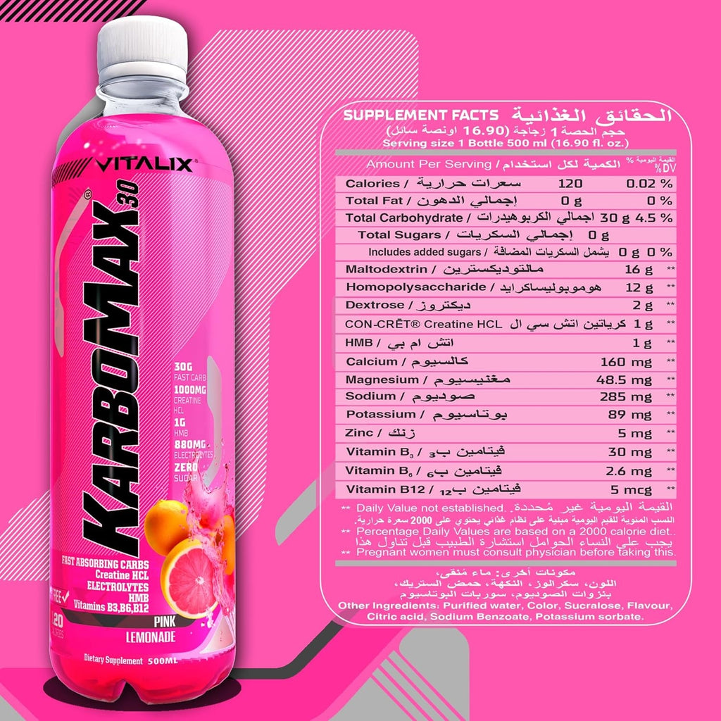 KarboMax® 30 - Pink Lemonade | Carbohydrate Drink | Fast Carb with 30g Carbs - photo 4