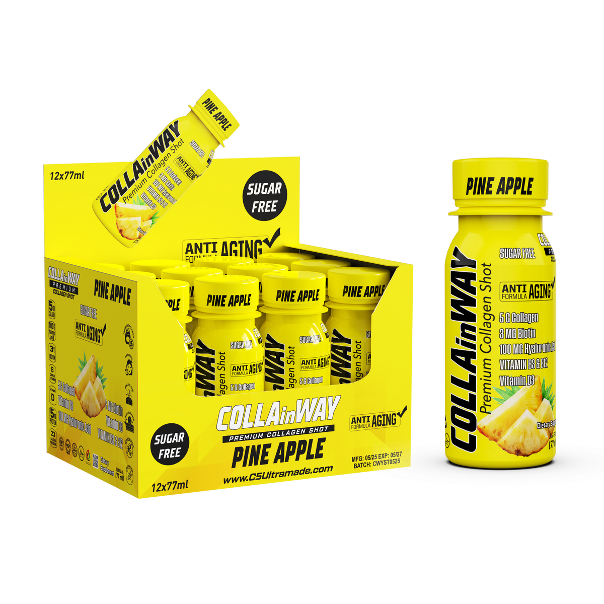 COLLAinWAY Premium Collagen Shot - Pineapple – 5000mg, pack of 12 - Ultramade UAE